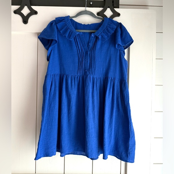 Umgee Tops - Umgee Royal Blue Textured Babydoll Style Top